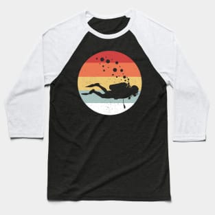 Scuba Diving 70s 80s Silhouette Distressed Baseball T-Shirt